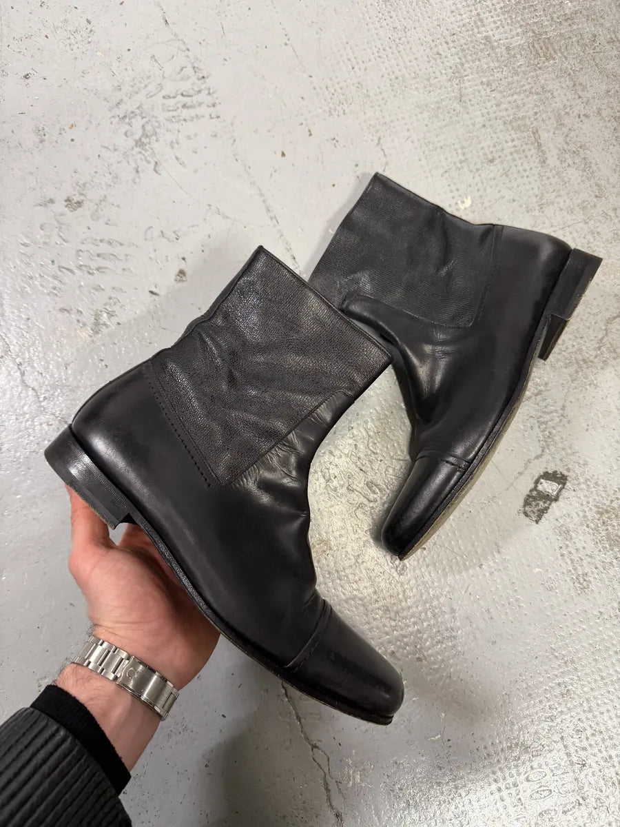 1990s Yves Saint Laurent Black Premium Leather Boots faFwlhi 0