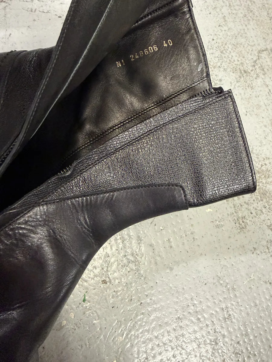 1990s Yves Saint Laurent Black Premium Leather Boots faFwlhi 5