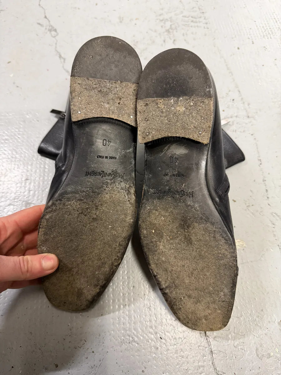 1990s Yves Saint Laurent Black Premium Leather Boots faFwlhi 8