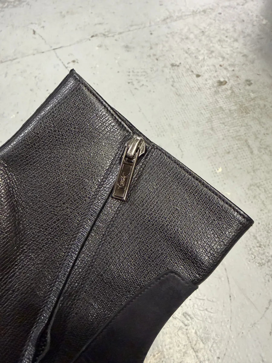 1990s Yves Saint Laurent Black Premium Leather Boots faFwlhi 9