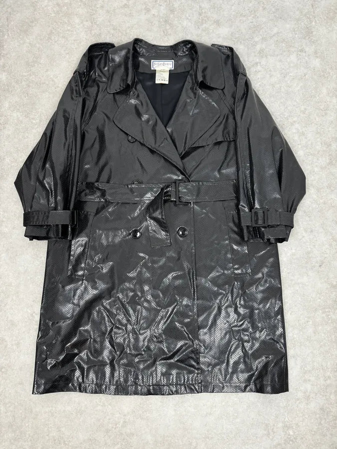 1990s Yves Saint Laurent Black Premium Trench Coat jldlAVk 0