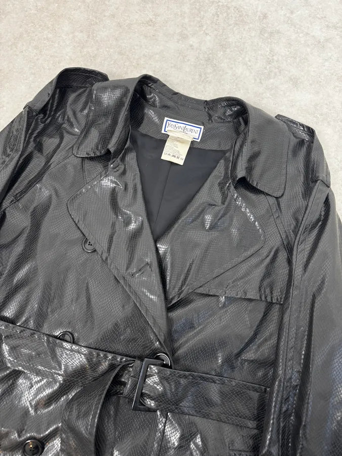 1990s Yves Saint Laurent Black Premium Trench Coat jldlAVk 4