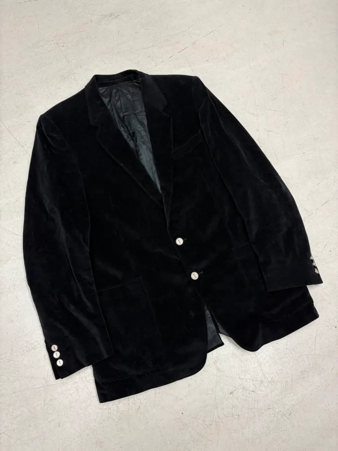1990s Yves Saint Laurent Classy Black Velvet Blazer Jacket bMgMBDG 3