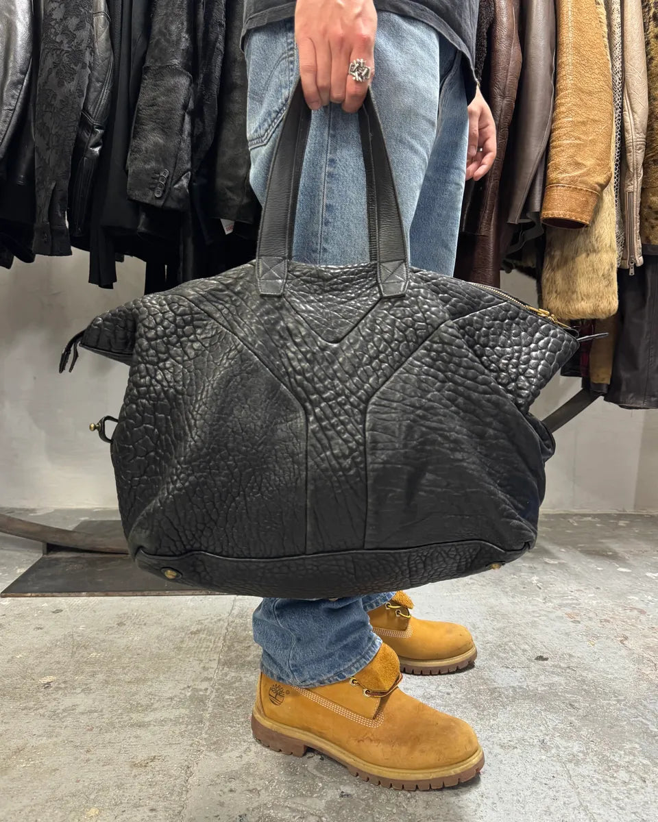 1990s Yves Saint Laurent Black Y Grain Leather Bag (OS) XzpReJy 0