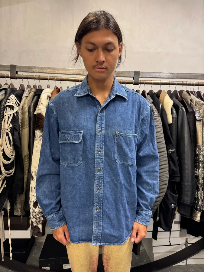 1990s Yves Saint Laurent Blue Denim Shirt bYHGtxF 1