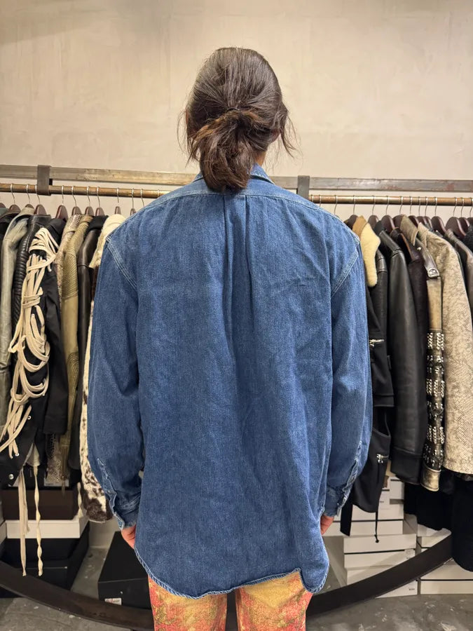 1990s Yves Saint Laurent Blue Denim Shirt bYHGtxF 2