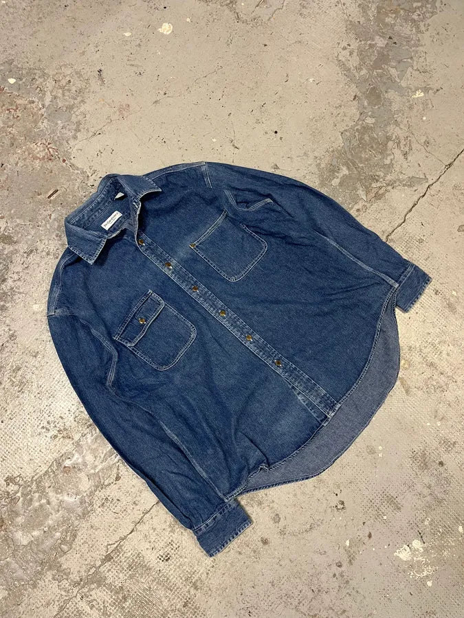 1990s Yves Saint Laurent Blue Denim Shirt bYHGtxF 4