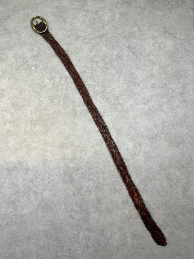 AW2003 Yves Saint Laurent Brown Leather Braided Belt UdzUxDv 6