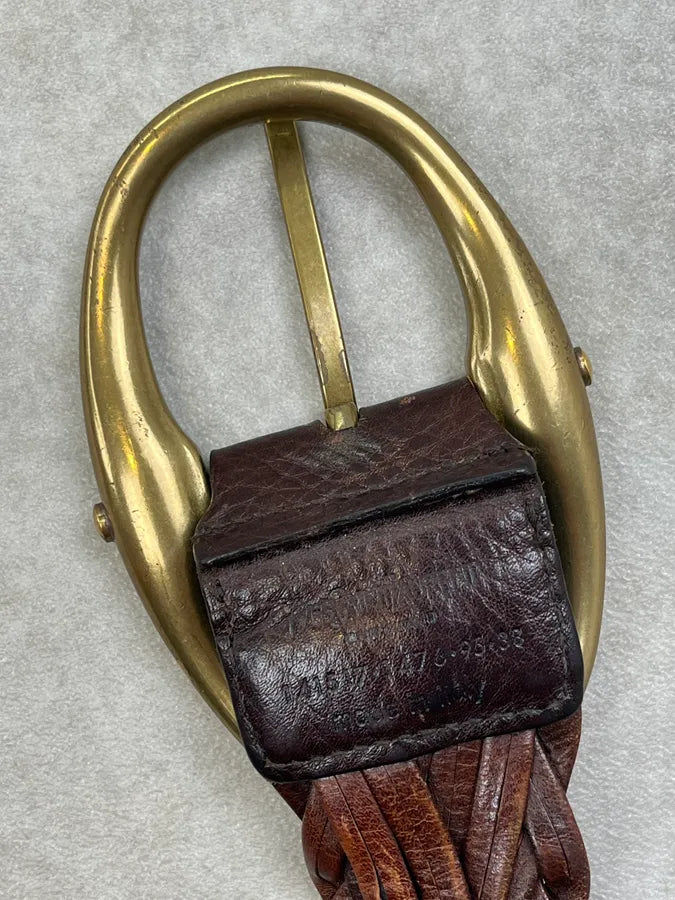 AW2003 Yves Saint Laurent Brown Leather Braided Belt UdzUxDv 7