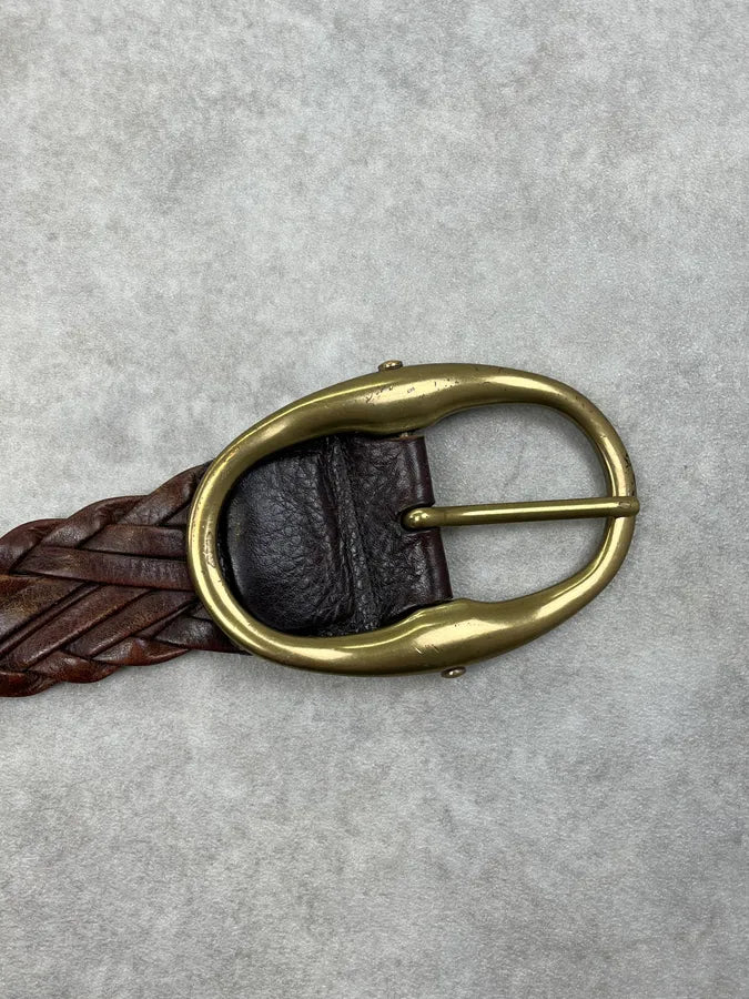 AW2003 Yves Saint Laurent Brown Leather Braided Belt UdzUxDv 8