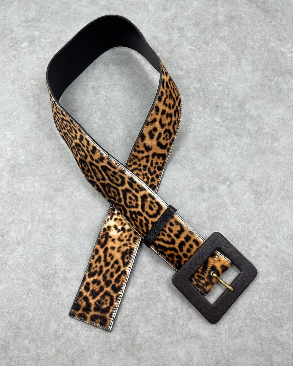 1990s Yves Saint Laurent Brown Pony Hair Leopard Belt WyMIguz 0