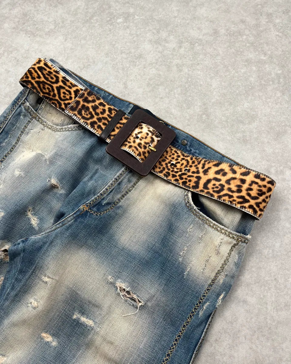 1990s Yves Saint Laurent Brown Pony Hair Leopard Belt WyMIguz 1