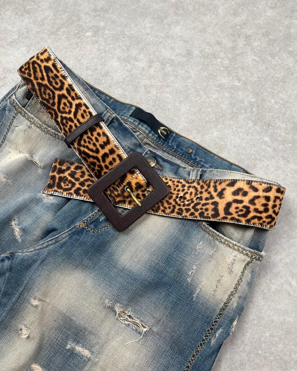 1990s Yves Saint Laurent Brown Pony Hair Leopard Belt WyMIguz 2