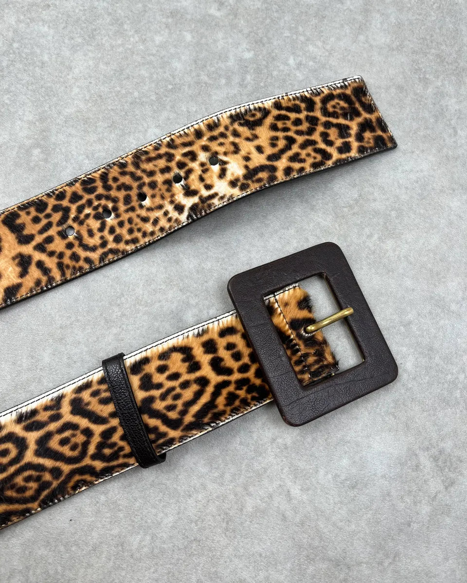 1990s Yves Saint Laurent Brown Pony Hair Leopard Belt WyMIguz 3
