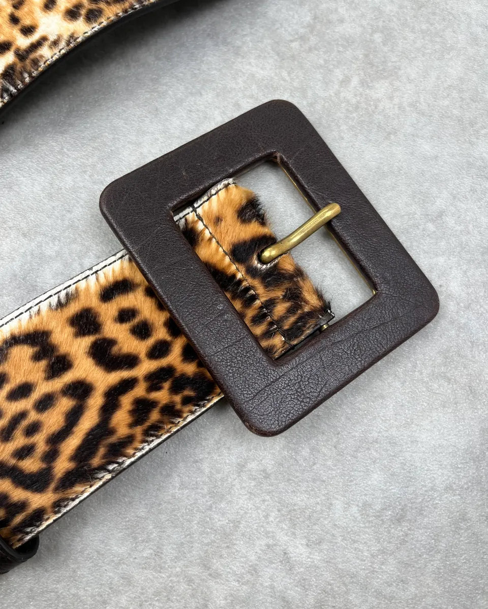 1990s Yves Saint Laurent Brown Pony Hair Leopard Belt WyMIguz 4