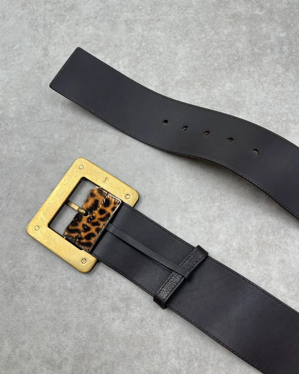 1990s Yves Saint Laurent Brown Pony Hair Leopard Belt WyMIguz 5