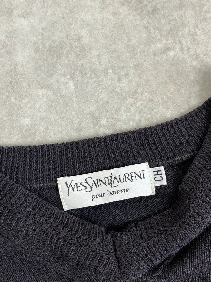 1990s Yves Saint Laurent Tern V Neck Distressed Sweater kehFvXA 7