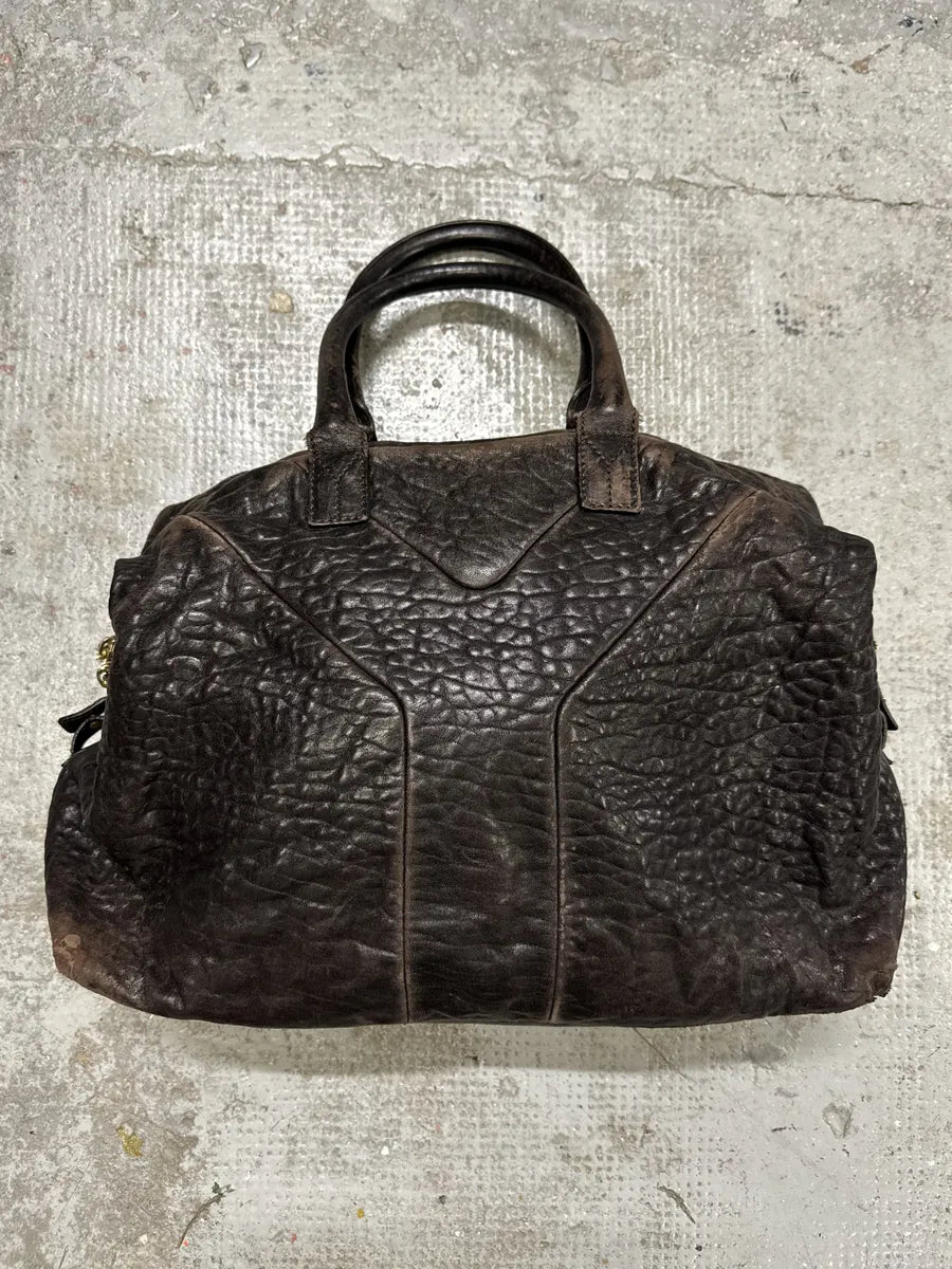 1990s Yves Saint Laurent Brown Y Grain Leather Bag bNIDVgT 0