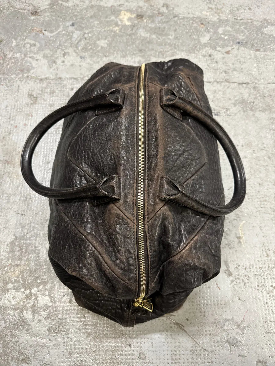 1990s Yves Saint Laurent Brown Y Grain Leather Bag bNIDVgT 11