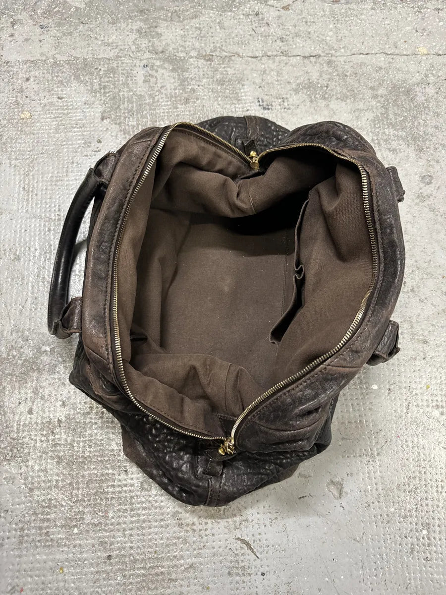 1990s Yves Saint Laurent Brown Y Grain Leather Bag bNIDVgT 12