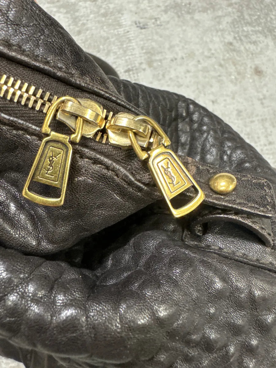 1990s Yves Saint Laurent Brown Y Grain Leather Bag bNIDVgT 15