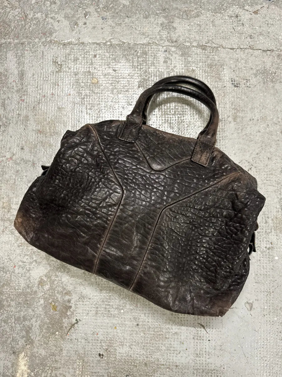 1990s Yves Saint Laurent Brown Y Grain Leather Bag bNIDVgT 8