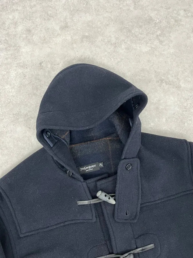 1990s Yves Saint Laurent Classy Dark Navy Wool Duffle Coat CSpaTSX 4