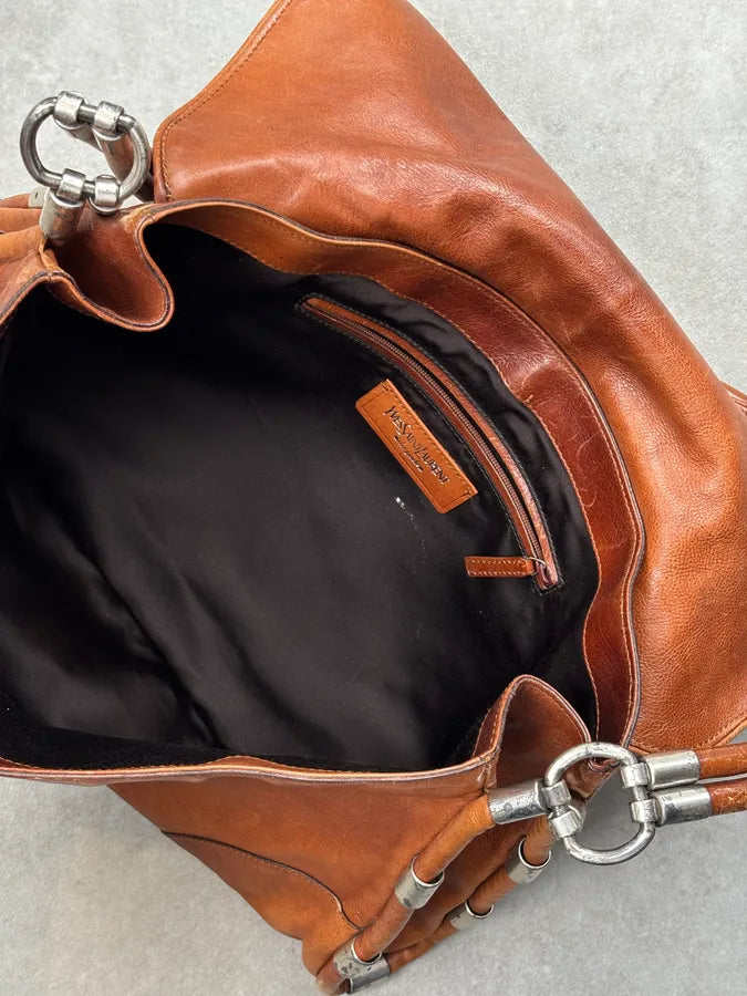 1990s Yves Saint Laurent Cognac Leather Shoulder Bag KJMtAHc 14