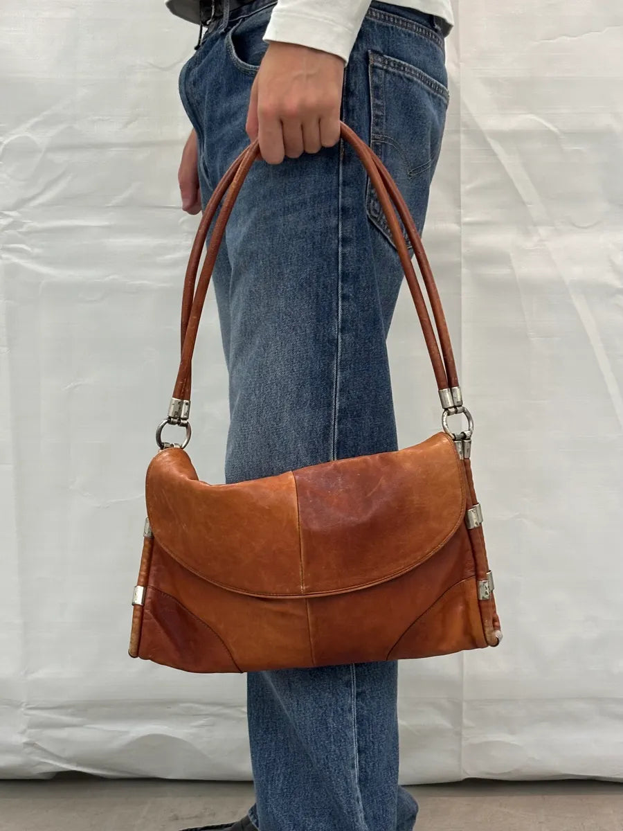 1990s Yves Saint Laurent Cognac Leather Shoulder Bag KJMtAHc 2
