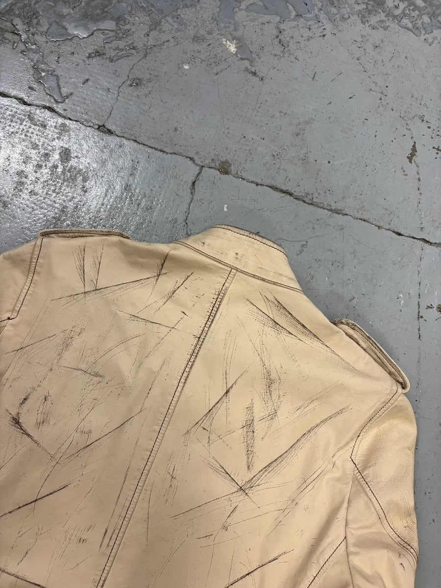 1990s Yves Saint Laurent Cream Leather Bomber Multi-Pocket Jacket gnbWblW 5