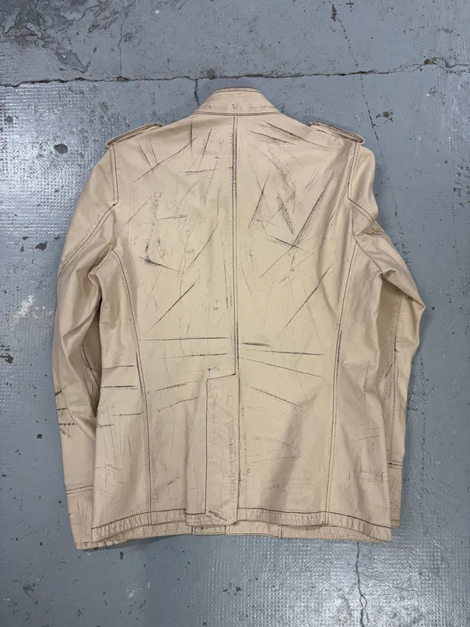 1990s Yves Saint Laurent Cream Leather Bomber Multi-Pocket Jacket gnbWblW 6