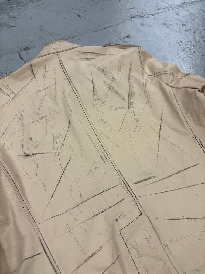 1990s Yves Saint Laurent Cream Leather Bomber Multi-Pocket Jacket gnbWblW 7