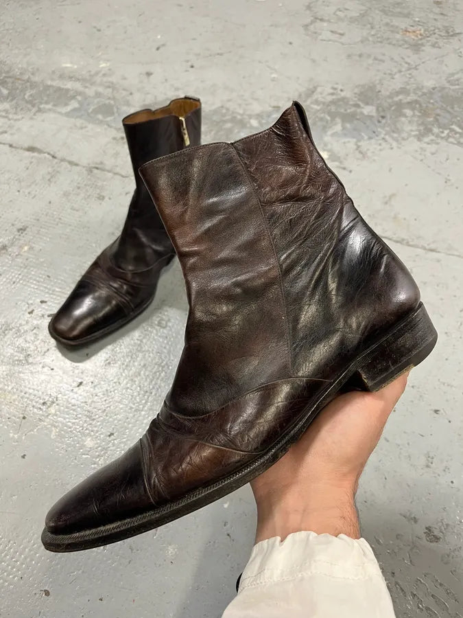 1990s Yves Saint Laurent Dark Brown Leather Boots prDkWgp 0