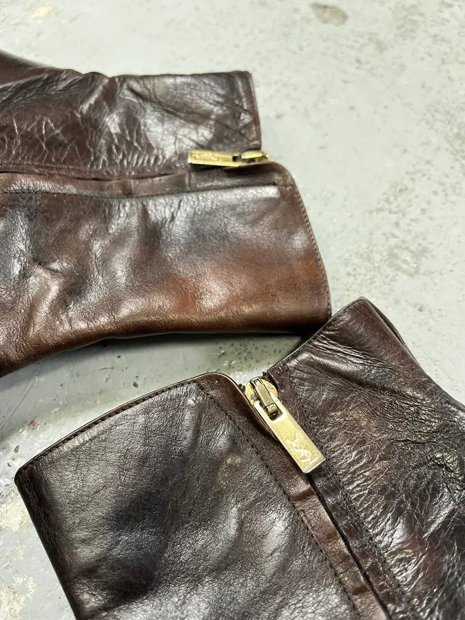 1990s Yves Saint Laurent Dark Brown Leather Boots prDkWgp 3