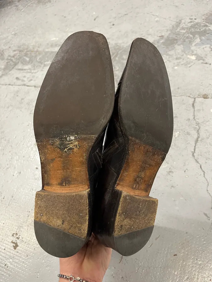 1990s Yves Saint Laurent Dark Brown Leather Boots prDkWgp 6