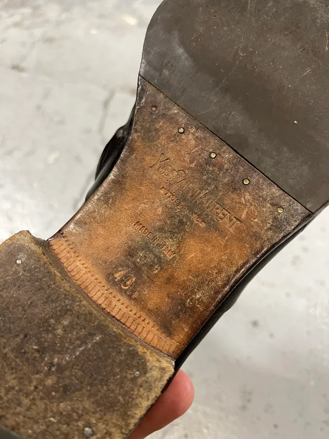 1990s Yves Saint Laurent Dark Brown Leather Boots prDkWgp 7