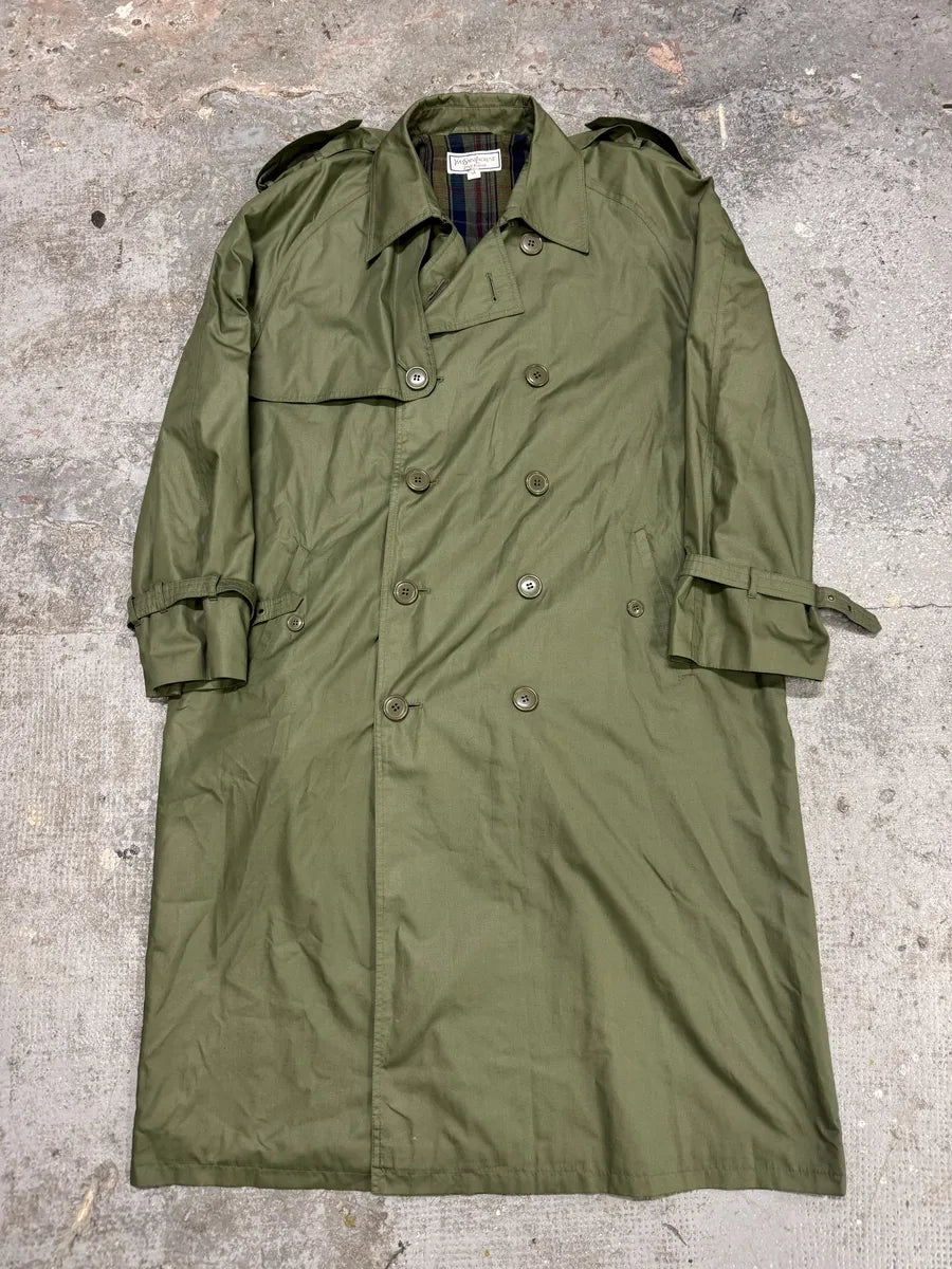 1990s Yves Saint Laurent Green Buttoned Trench Coat oFXVmmB 0