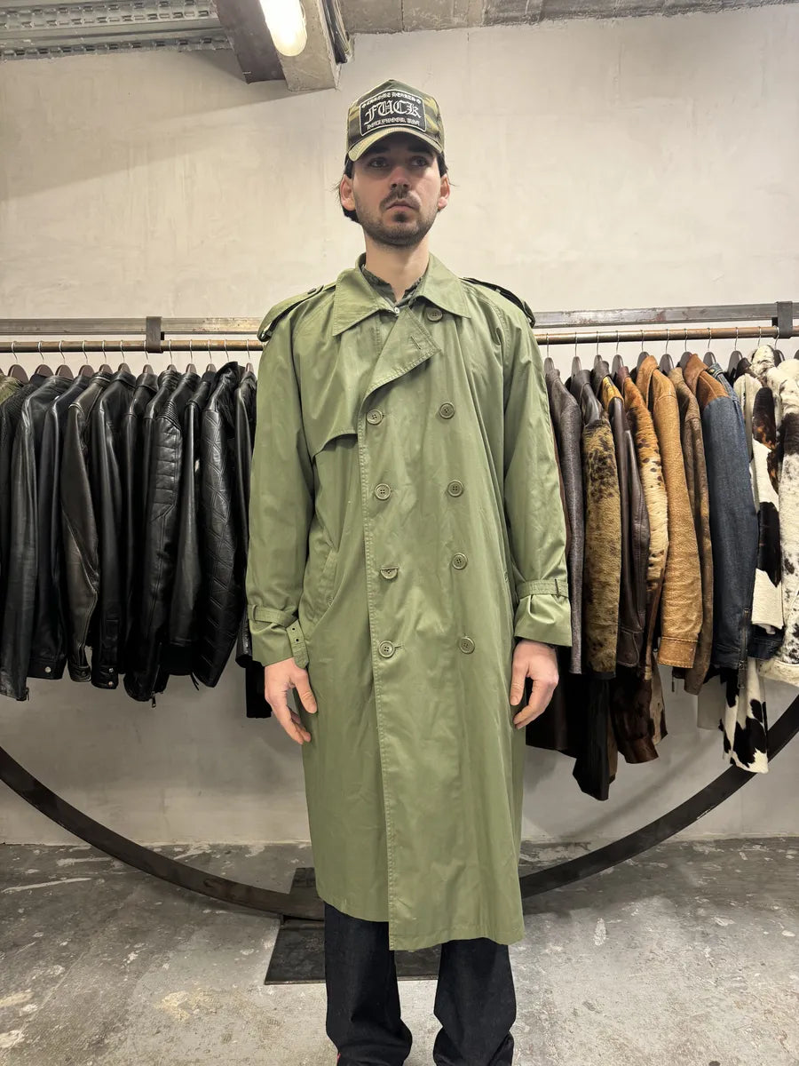 1990s Yves Saint Laurent Green Buttoned Trench Coat oFXVmmB 1