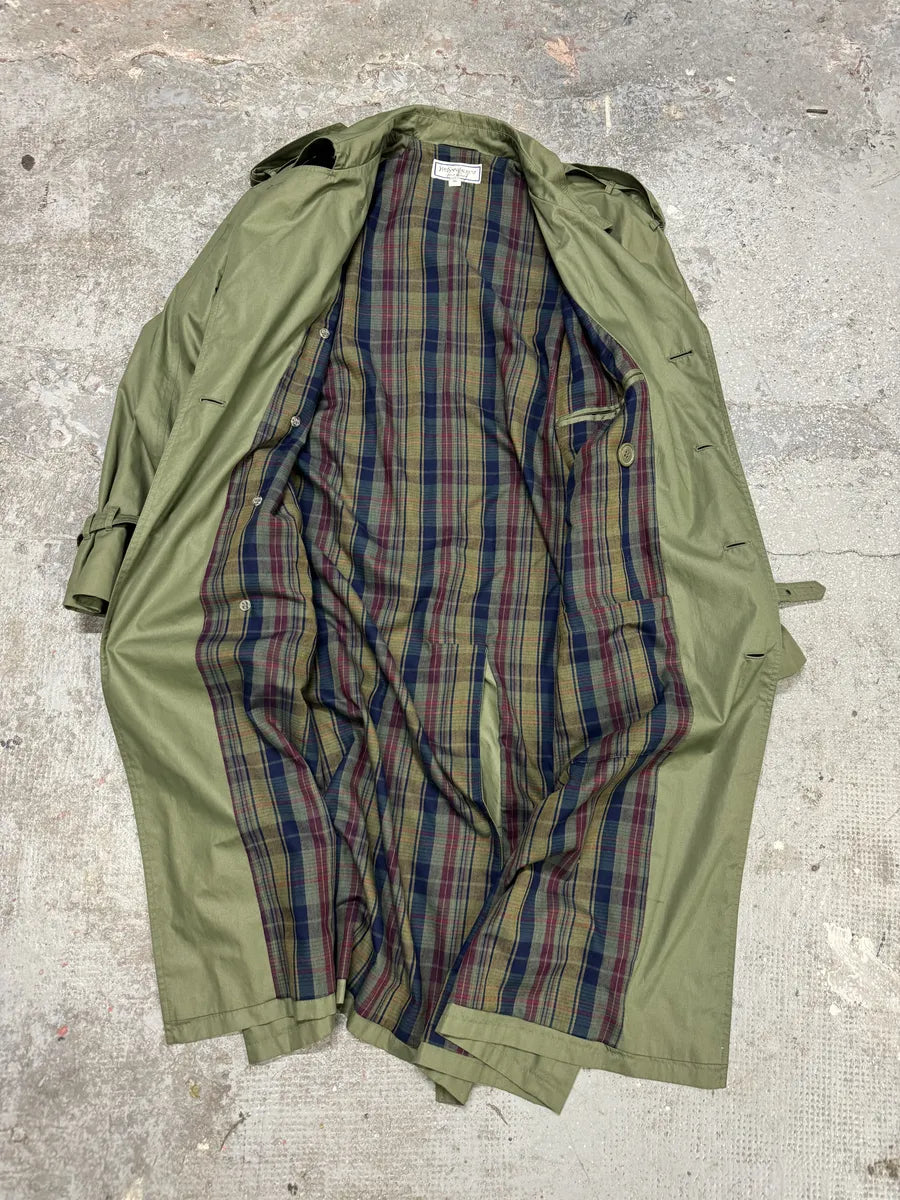 1990s Yves Saint Laurent Green Buttoned Trench Coat oFXVmmB 6