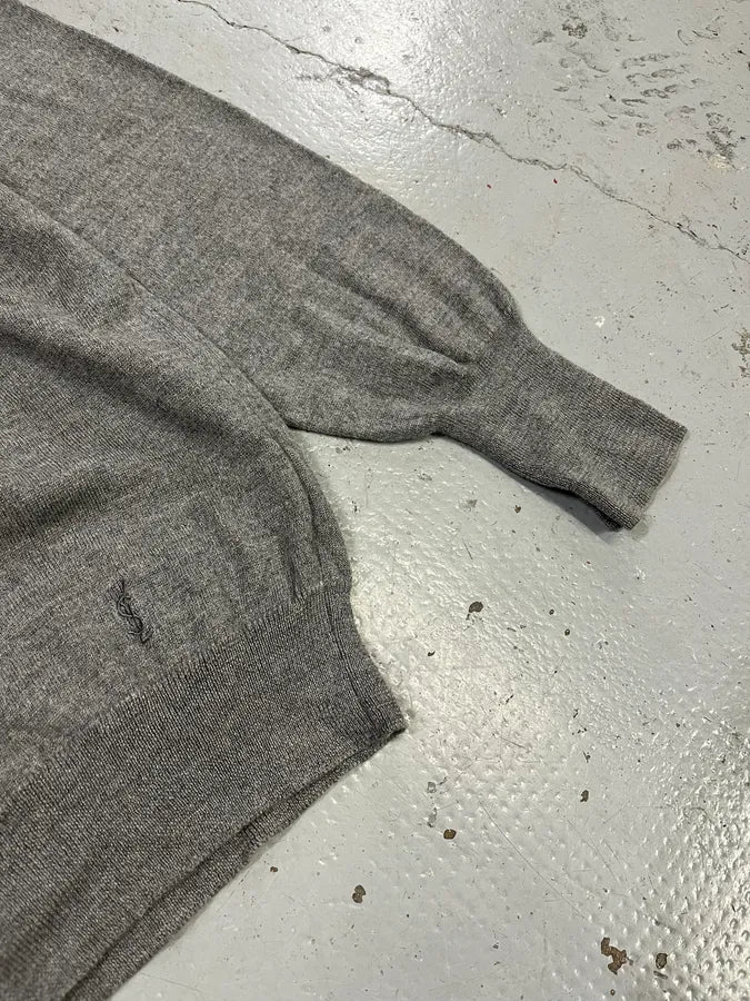 1990s Yves Saint Laurent Grey Polo Sweater qLOazeZ 6