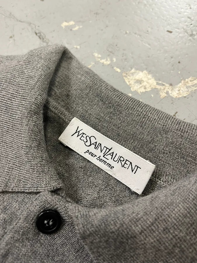 1990s Yves Saint Laurent Grey Polo Sweater qLOazeZ 7