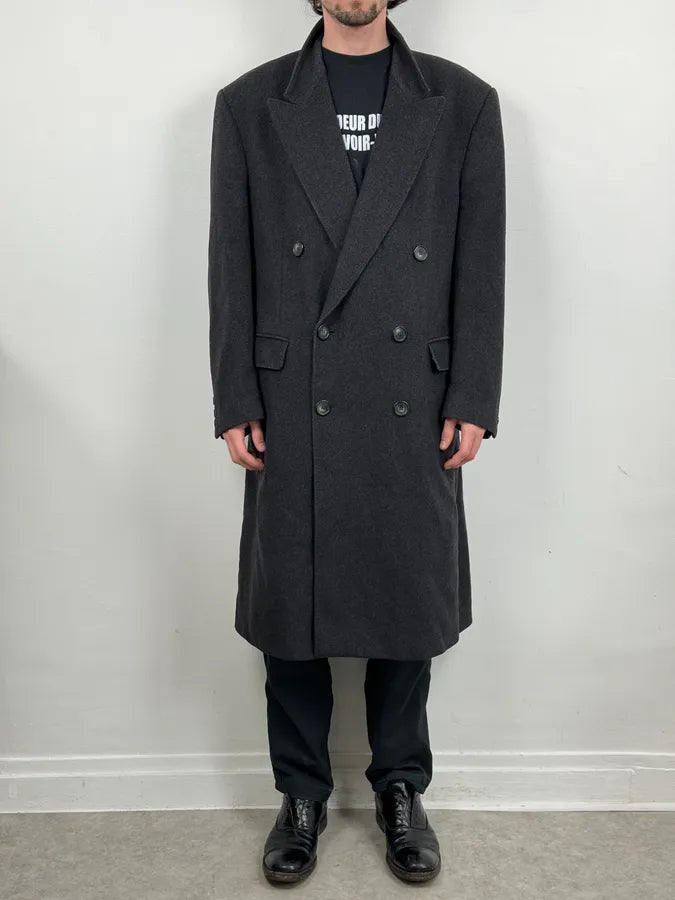 1990s Yves Saint Laurent Grey Wool & Cashmere Trench Coat TfPkeWb 1