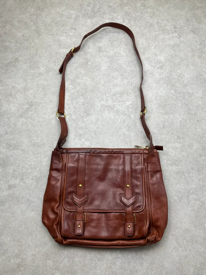 1990s Yves Saint Laurent Multi-Pocket Brown Leather Shoulder Bag ymjFLyr 0