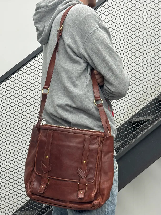 1990s Yves Saint Laurent Multi-Pocket Brown Leather Shoulder Bag ymjFLyr 2