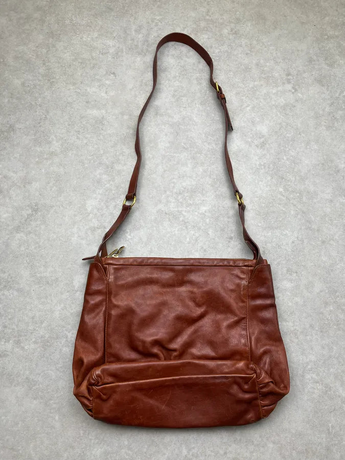 1990s Yves Saint Laurent Multi-Pocket Brown Leather Shoulder Bag ymjFLyr 6