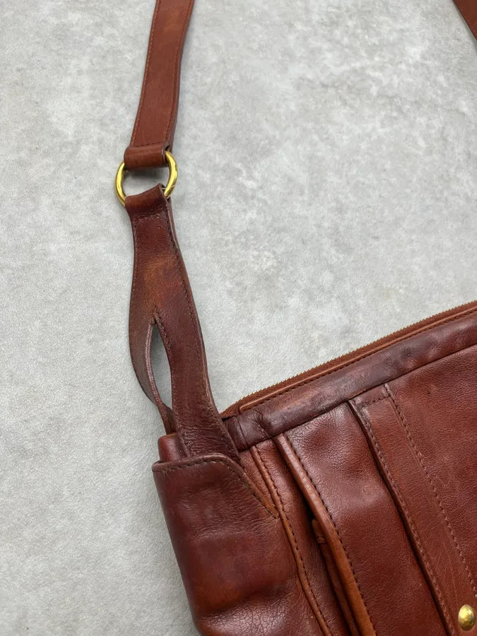 1990s Yves Saint Laurent Multi-Pocket Brown Leather Shoulder Bag ymjFLyr 7