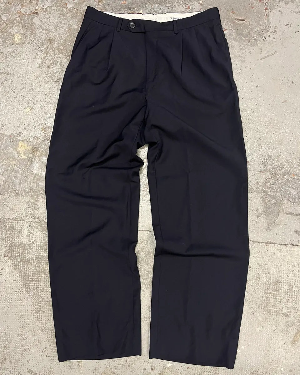 1990s Yves Saint Laurent Navy Wool Pants jEcKHKz 0