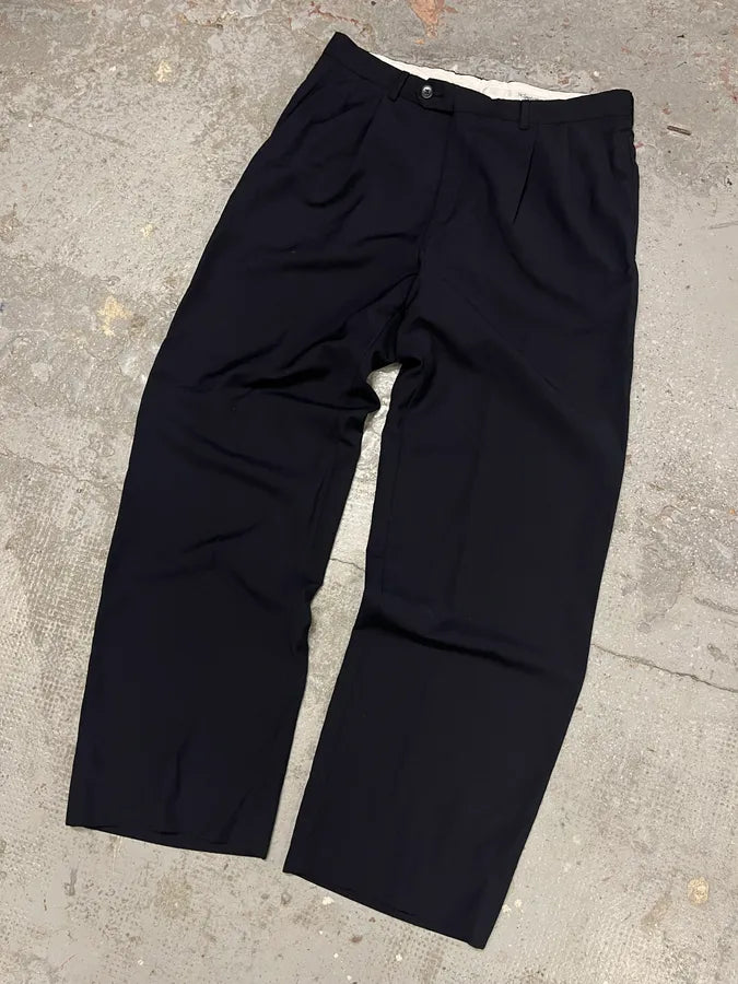 1990s Yves Saint Laurent Navy Wool Pants jEcKHKz 5
