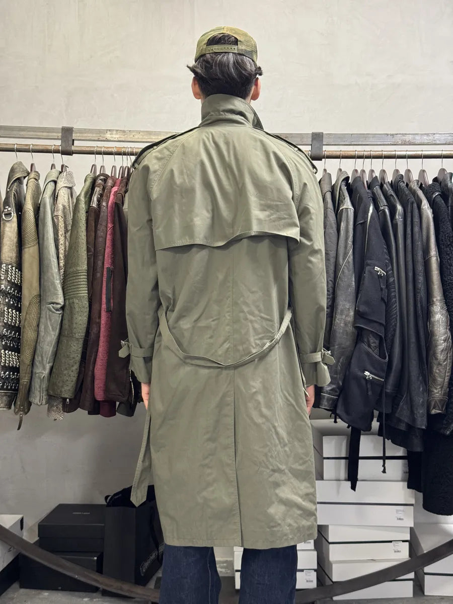 1990s Yves Saint Laurent Olive Buttoned Trench Jacket iwotOVa 2