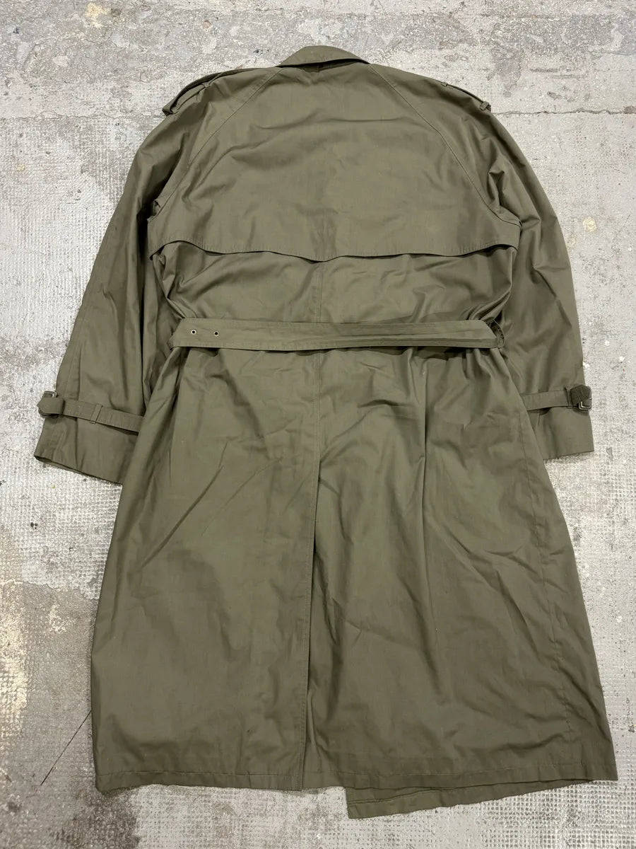 1990s Yves Saint Laurent Olive Buttoned Trench Jacket iwotOVa 6